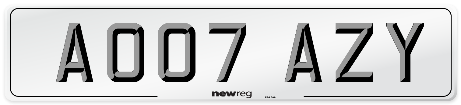 AO07 AZY Number Plate from New Reg